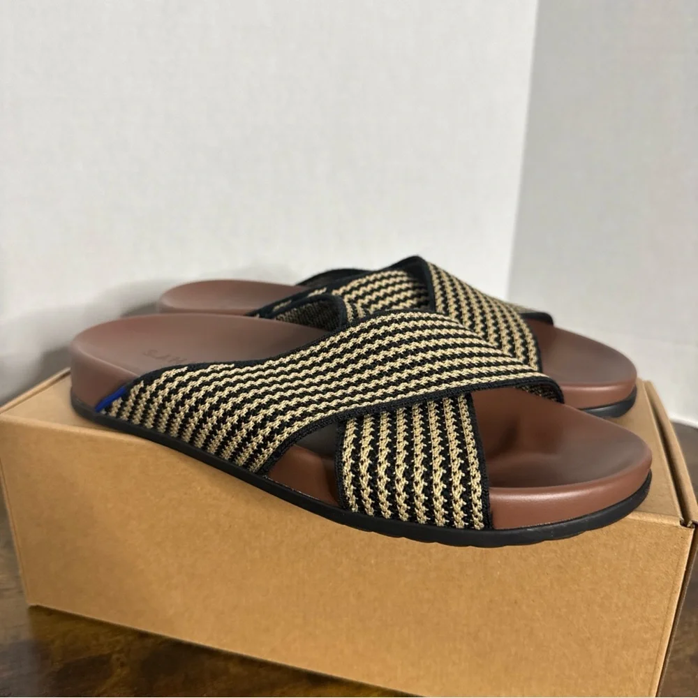 Rothy’s Women’s Sandals The Weekend Slide Toffee Stripe Size 6/12 NEW - Picture 6 of 7